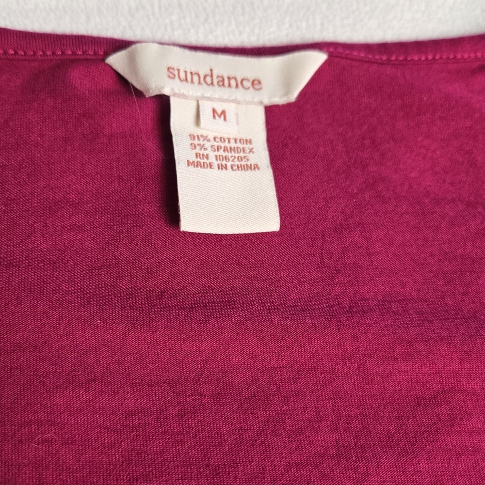 Sundance Vanessa Long Sleeve Ruched Wrap Magenta V-neck Line Top, Size M - Picture 6 of 6